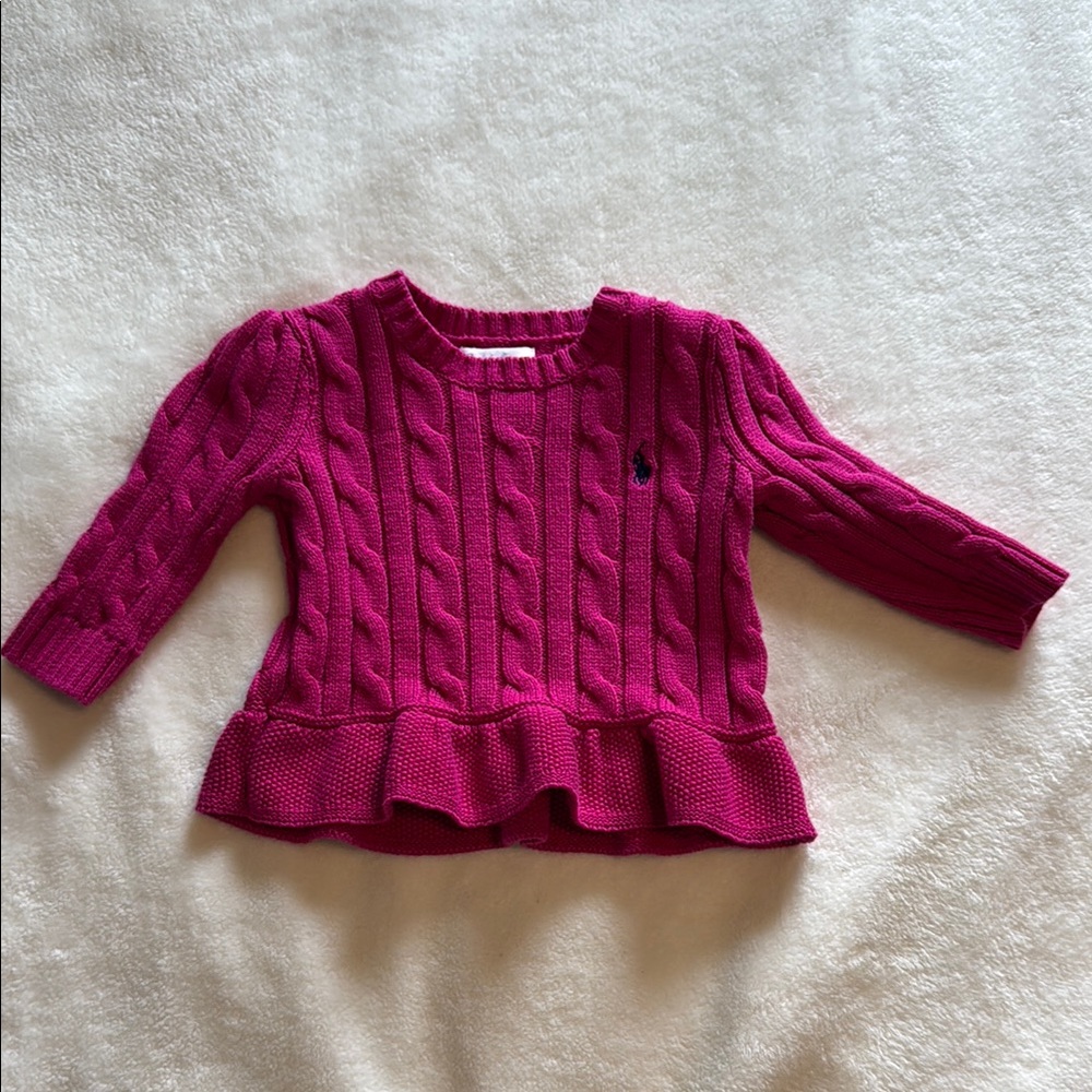 Ralph Lauren Fuchsia Cable Knit Sweater